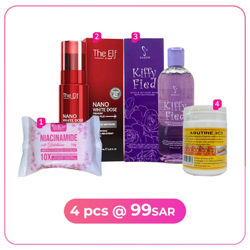 Nano White Dose, Niacinamide Soap, Kiffy Wash & Abutine 3C3 in KSA