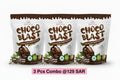 Bag of Choco Blast chocolate protein powder with a chocolate bar and green leaf graphics on a white background.