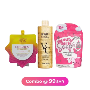 Hikari Ultra Fresh Sunscreen, Kniyea VC Soothing Toner & Beauty White Soap