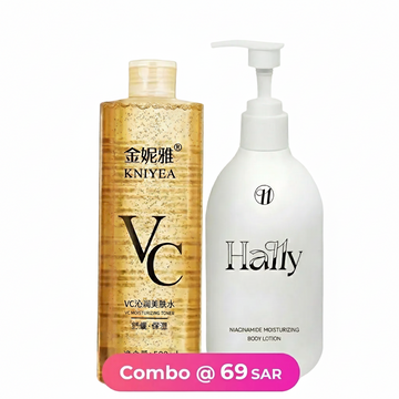 KNIYEA VC TONER & HALLY NICOTINAMIDE MOISTURIZING BODY LOTION- 2 PIECE COMBO