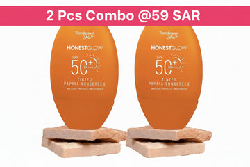 2 Pcs Combo - Transformed Skin Honest Glow Tinted Papaya Sunscreen SPF-50 + PA+++ (Copy)